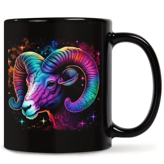1pc 11oz Black Ceramic Zodiac Mug Celestial Coffee Cup with Mystical Woman Design Durable Hand Wash Only Drinkware Hot Cold Beverages Valentine s Day