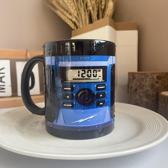 1pc 11oz Blue Wave Retro Mug with Digital Display Design Minimalist Tech Inspired Coffee Cup Programmers Music Lovers Halloween Valentine S Day Gifts