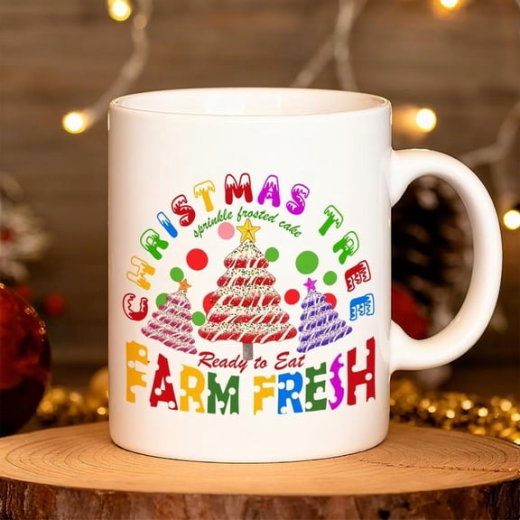 1pc 11oz Ceramic Christmas Tree Snowflake Coffee Mug Winter Holiday Cup with Colorful Snowflakes Evergreen Tree Design Reusable Hot Cold Drinks at Hom