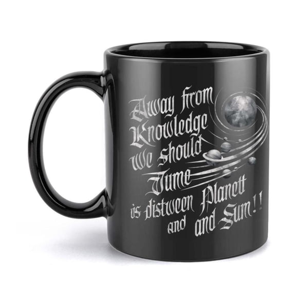 1pc 11oz Ceramic Coffee Mug with Celestial Planets Design Inspirational Quote Black with White Text Daily Use Holiday Gifts Birthdays Party Favors Coffee Bar Accessories Item Whims