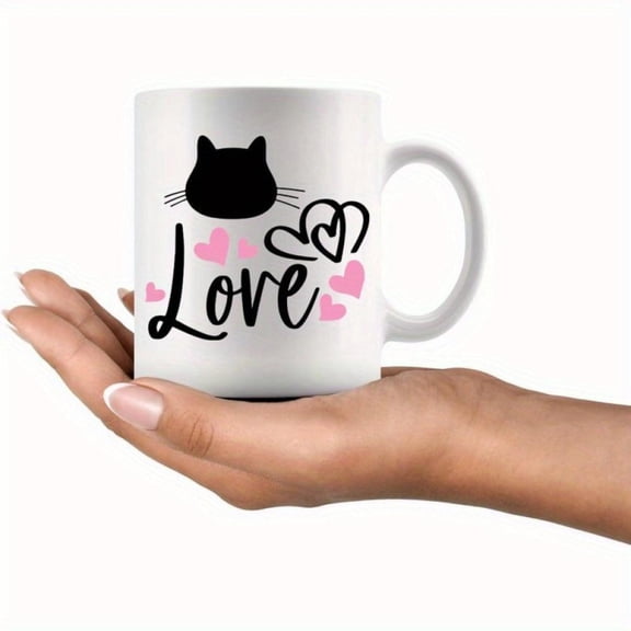 1pc 11oz Ceramic Coffee Mug with Cute Love Hearts Design Material Hand Wash Only Reusable Multipurpose Cup Lovers Unique Birthdays Holidays Special Occasions Coffee Cup Holiday Dri