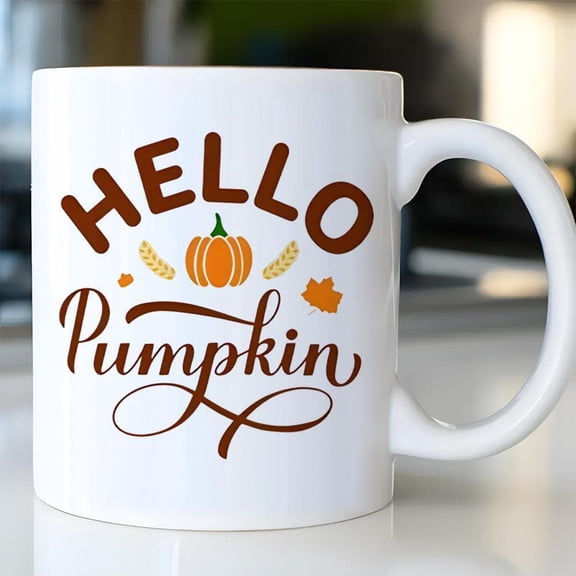 1pc 11oz Ceramic Coffee Mug Hello Pumpkin Calligraphy Festive Autumn Design Family Colleagues Leaders Wives Unique Holiday Valentine s Day