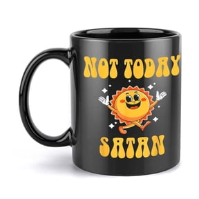 1pc 11oz Ceramic Coffee Mug with Playful Devil Design Not Today Satan Text Black with Yellow Orange Graphics Birthdays Holidays and Gifts Coffee Bar Accessories