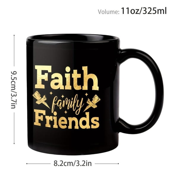 1pc 11oz Ceramic Golden Printing Black Mug grandparents Faith Family Friends design Golden Print Coffee Mug chirtsian Christian Mug Coffee Cup Christ