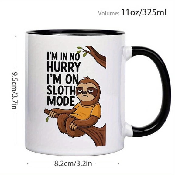 1pc 11oz Ceramic Lazy Style Coffee Mug Sloth Pattern Coffee Cup Cartoon Animal Design Sloth Lovers And People Who Enjoy A Relaxed Life Suitable Daily