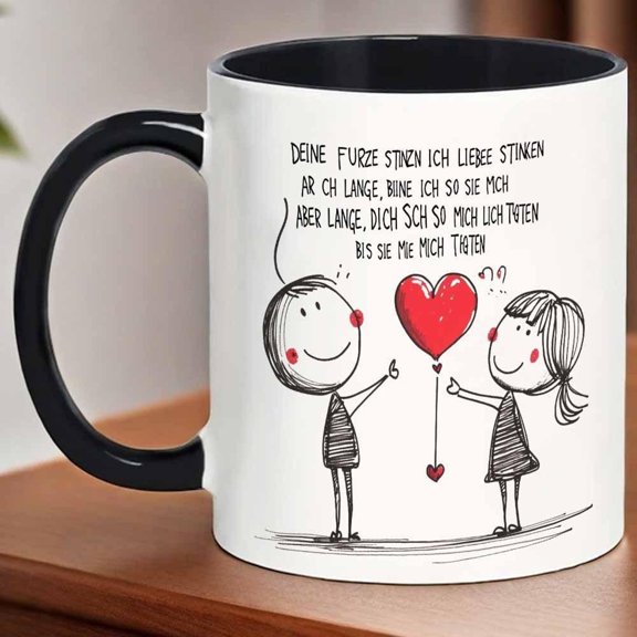 1pc 11oz Ceramic Mug with German Slogan Heartwarming Stick Figure Design Reusable Coffee Cup Mother s Day Father s Day Christmas Easter Thoughtful Fam