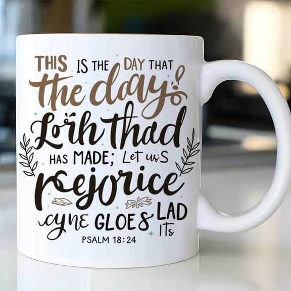 1pc 11oz Ceramic Mug Inspirational Bible Verse Psalm 118 24 Mug with Elegant Cursive Script Leaf Design Uplifting Men Son in Law Son Family Valentine s Day Birthday Anniversary Women s Day