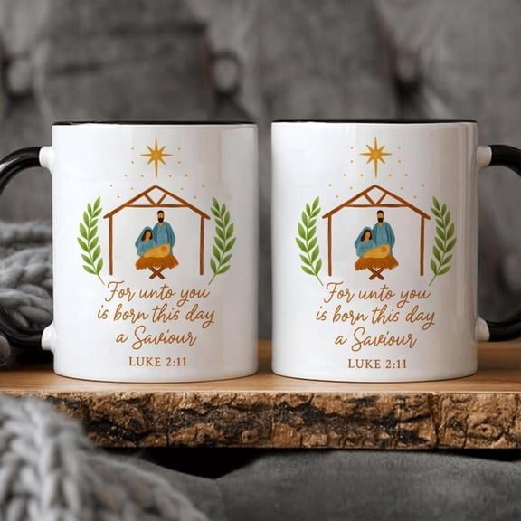 1pc 11oz Ceramic Nativity Scene Coffee Mug with Jesus in Manger Mary Dishwasher Christian Christmas Cup Daily Use Holiday Nativity Design Star Stable