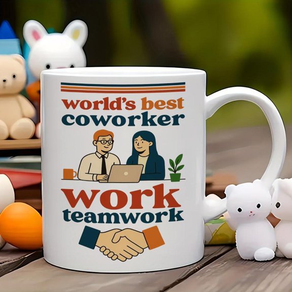 1pc 11oz Ceramic White Coffee Mug with World s Best Coworker Teamwork Design Dishwasher Office Colleagues Building Events Workplace Appreciation Daily