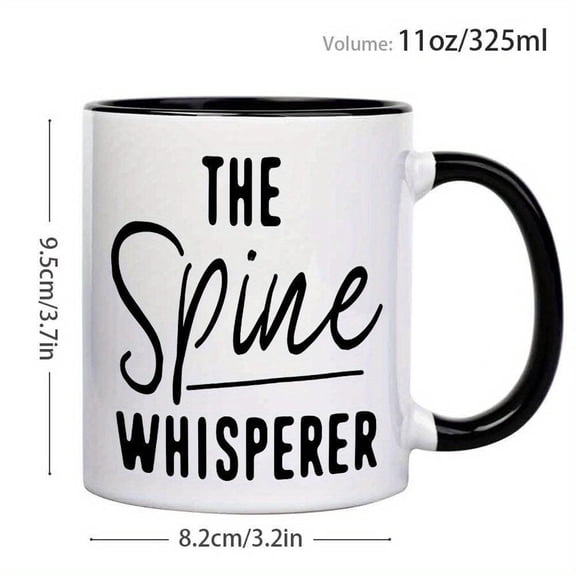 1pc 11oz Chiropractic Themed Coffee Mug Stylish Black And White Text Art Coffee Cup Spine Whisperer Design Chiropractors And Back Care Enthusiasts Dai