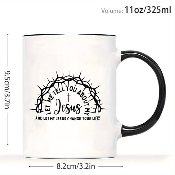 1pc 11oz Christian Faith Verse Coffee Mug Jesus Cross Thorn Crown Crown of Thorns Design with John 14 6 Scripture White Black Religious Cup Church Eve