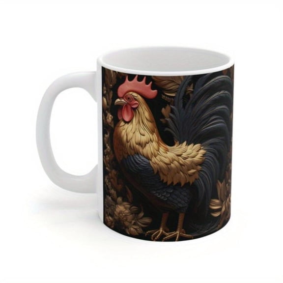 1pc 11oz Coffee Mug Cup 2D Flat Print Mug Rooster Halloween Mug Halloween Pumpkin Witch Theme Best Birthday Halloween Christmas Thanksgiving Kitchen Accessories Local Warehouse Seasonal Decor Holiday