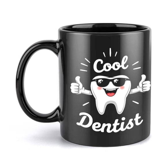 1pc 11oz Cool Dentist Ceramic Coffee Mug with Smiling Tooth Design Black White Pink Birthdays Holidays Christmas New Year Valentine S Day Coffee Bar Accessories