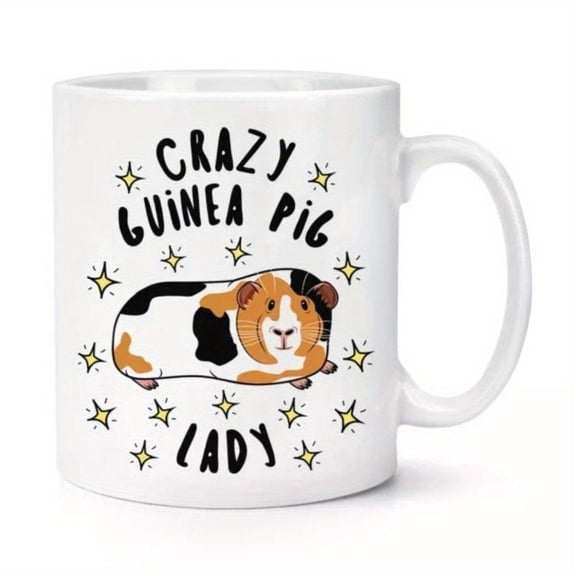 1pc 11oz Crazy Guinea Pig Lady Ceramic Coffee Mug Funny Cup with Starry Design Tea Coffee Lovers Hand Wash Only Reusable Birthdays Holidays Halloween