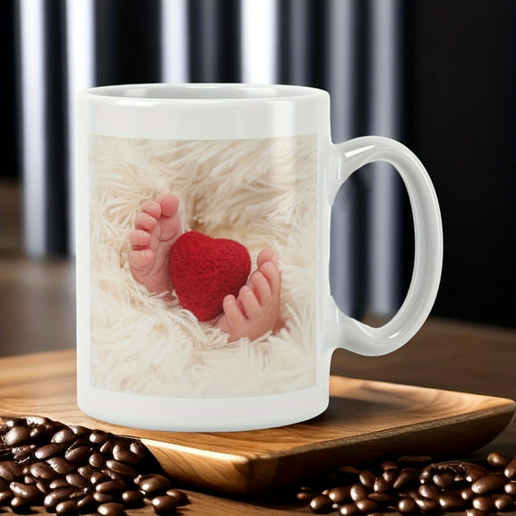 1pc 11oz Customized Picture Coffee Mug, Ceramic Mug For Cafe, Healthy Water Cup, Summer Winter Beverage Utensils, Gift For Home/Day Use/Birthday Commemorative Novelty Gift