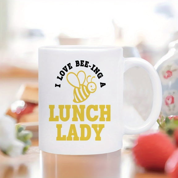 1pc 11oz Cute Bee Ceramic Coffee Tea Mug, I Love Being a Restaurant Lady Humorous Design, Bold Lettering Smooth Texture, Dishwasher Safe, Novelty Gift for Mom Women Men Girls