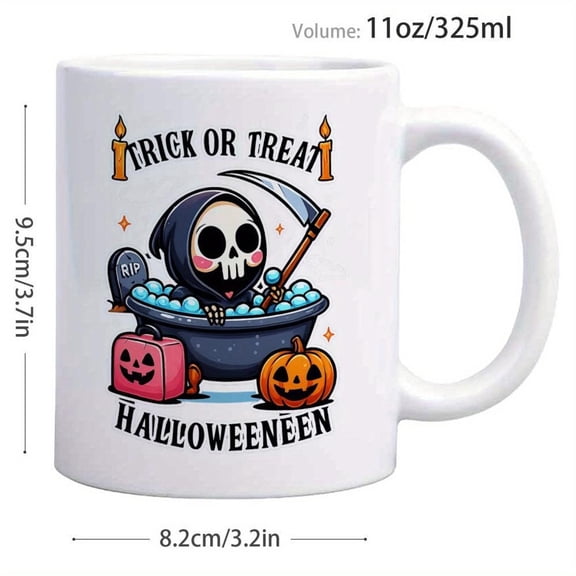1pc 11oz Demon Pumpkin Bat Halloween Coffee Mug with Cute Poisonous Bat Cauldron design Trick or Treat Cup Cute Poisonous Bat Potion Potion Graphics S