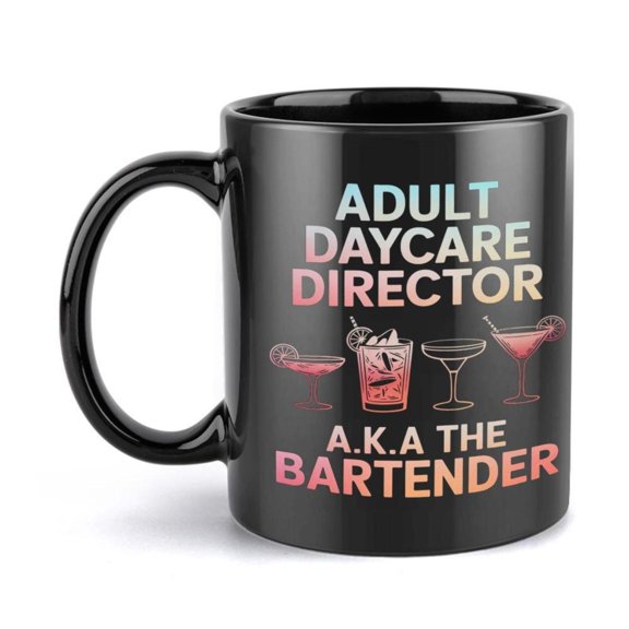 1pc 11oz Funny Adult Daycare Director Coffee Mug Aka Bartender Ceramic Cup with Colorful Cocktail Design Humorous Birthday Holiday Office Bartender Enthusiasts Birthday Present Playful Design Durable