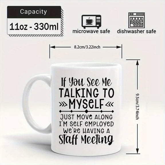 1pc, 11oz Funny Coffee Cup, TALKING TO MYSELF Water Cups, Summer And Winter Drinks, Home Decoration, Office Supplies, Room Decoration, Party Gift, San