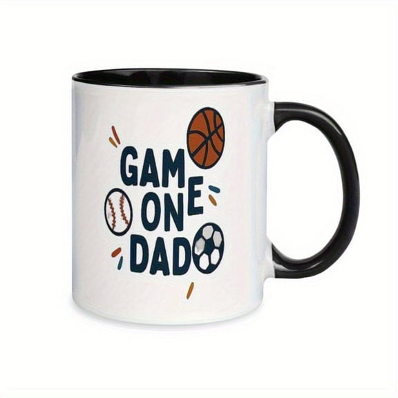 1pc 11oz Game On Dad Basketball Soccer Ball Design Ceramic Mug Durable Versatile Cup HotCold Drinks Sports Fans Halloween Christmas Weddings Birthdays Valentine S Day Hot Cold Mug