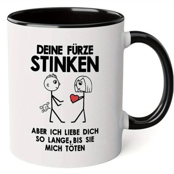 1pc 11oz German Ceramic Coffee Mug with Funny Die Furz Stinken Quote Every Time I Smell Myself in Mirror I m So Happy Design Reusable High Quality Han