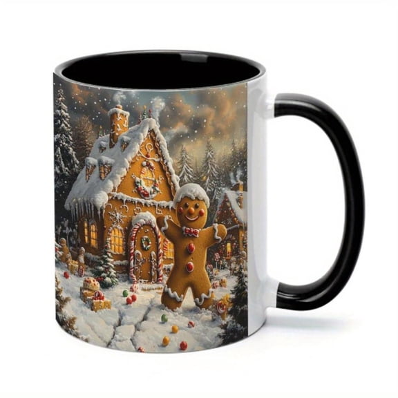 1pc 11oz Gingerbread House Ceramic Coffee Mug All Seasons Ideal Friends Family