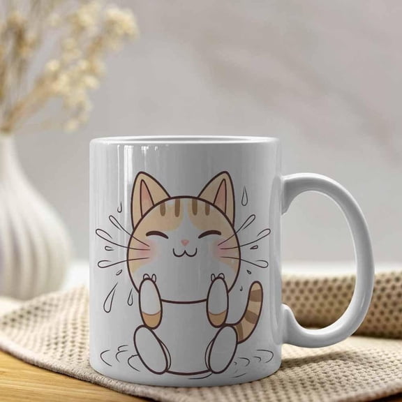 1pc 11oz Happy Coffee Mug with Sweating Effect Design Cute Orange White Illustration Reusable Mother s Day Father s Day Easter Halloween Thanksgiving