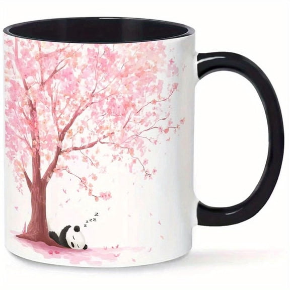 1pc 11oz High Quality Ceramic Mug with Cherry Blossoms Panda Design Ideal Zen Home Decor Panda Day Sakura Festival Celebrations Japanese Culture Mug C