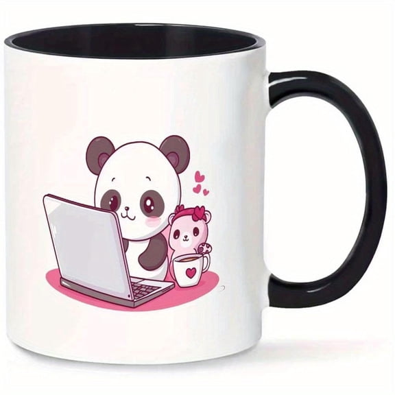 1pc 11oz High Quality Ceramic Mug with Cute Panda Coffee Design Office Themed Merchandise Tech Accessories and Coffee Lovers Office Drinkware Playful