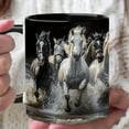 thumbnail image 1 of 1pc 11oz Horses Ceramic Coffee Mug Black Background with Dynamic Horse Scene Durable Washable Equestrian Enthusiasts Coffee Lovers Ideal All Beverages, 1 of 4