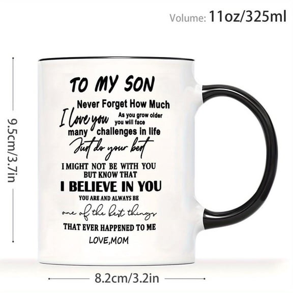1pc 11oz Inspirational Quote Coffee Mug Heartwarming Dad to Son Message Coffee Cup Motivational Family Themed Design Fathers Day Birthday Daily Use Da