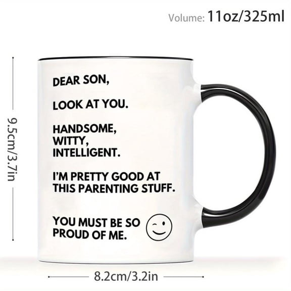 1pc 11oz Inspirational Quote Coffee Mug Heartwarming Dad Son Message Coffee Cup Sentimental Family Themed Design Fathers Sons Daily Use Birthday Fathe