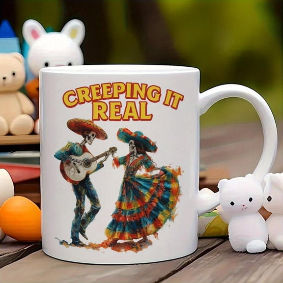 1pc 11oz Mexican Folk Art Ceramic Coffee Mug with Vibrant Mariachi Dancer Design Colorful Sombrero Maracas Art Dishwasher Reusable Cup Hot Cold Drinks