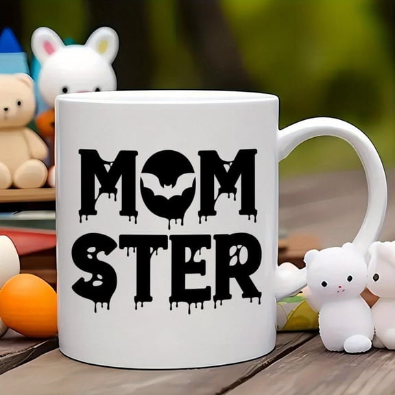 1pc 11oz Minimalist Ceramic Coffee Mug with Simple Line Art Design with Mom Text Durable Dishwasher