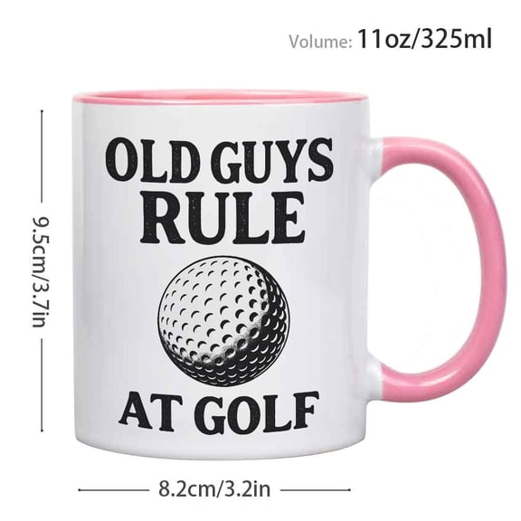 1pc, 11oz, Old Guys Rule At Golf Ceramic Coffee Mug & Tea Cup. Bold Text And Golf Ball Design with Classic Sport Theme. Perfect for Father's Day, Thanksgiving, Or Birthday Gifts for Men Who Love Golf