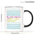 thumbnail image 1 of 1pc 11oz Programmer Code Themed Coffee Mug with JavaScript like Syntax Design Blue White Coding Cup Software Developers Java C Python SQL HTML CSS Syn, 1 of 4