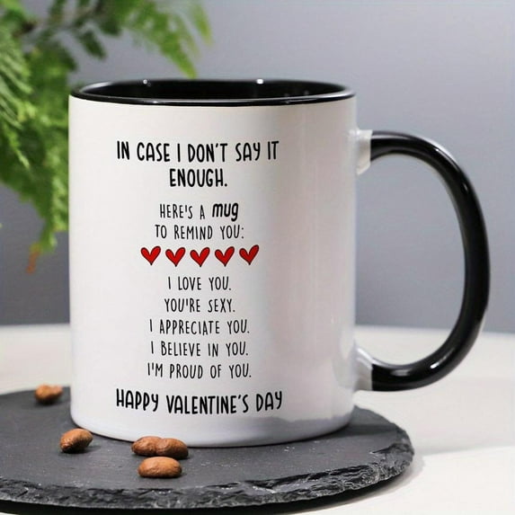 1pc 11oz Red Hearts I Love You Mug Valentine S Day Mug Romantic I Love You Appreciation Greeting Mug with Red Hearts Suitable Wife Girlfriend Husband