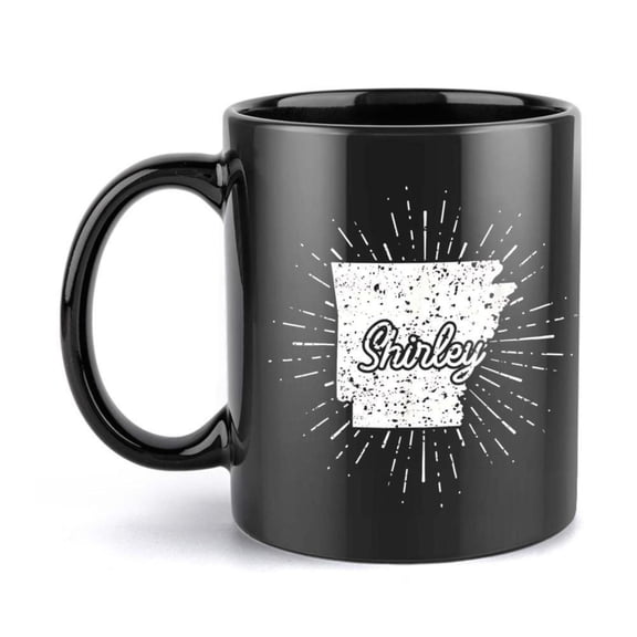 1pc 11oz Shirley Coffee Mug Black Ceramic with White Golden Starburst Design Hot Cold Drinks Ideal Birthdays Holidays Hot Cold Mug Starburst Pattern Glossy Finish