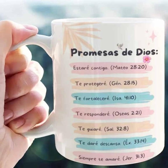 1pc 11oz Verse Mug with Spanish English Scripture Matthew 28 20 Psalm 23 Ceramic Coffee Cup Hot Cold Drinks Dishwasher Religious Spanish Verses Book