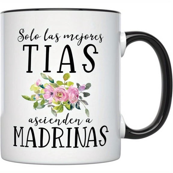 1pc 11oz Wedding coffee mug mug to wife Godmother Proposal Mug with Floral Design Black Handle Perfect La Madrina Ideal Coffee Tea or Hot Chocolate Coffee Mug