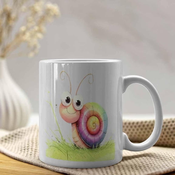 1pc 11oz Whimsical Snail Cartoon Coffee Mug Colorful Design Reusable Ceramic Cup Home Office Ideal Mother S Day Father S Day Easter Halloween Thanksgi