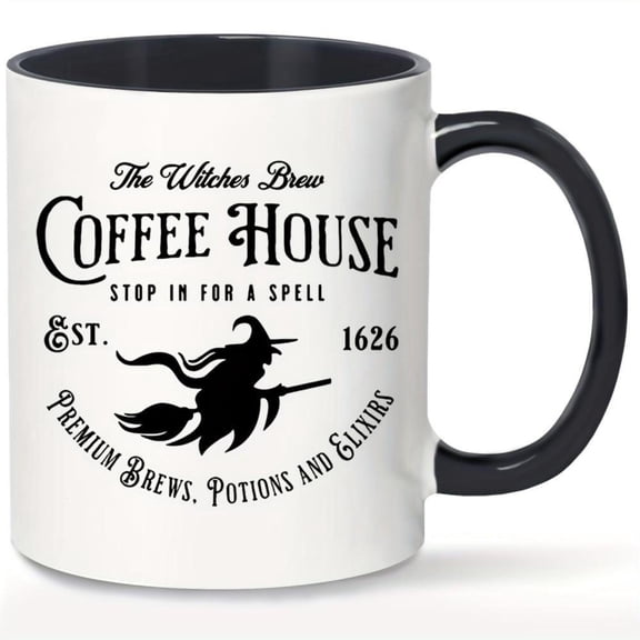 1pc 11oz Witches Brew Coffee House Ceramic Mug Hand Wash Only Reusable Multipurpose No Electricity Needed Ideal Hot and Cold Beverages Halloween Witch Enthusiasts Witchy Kitchen Decor