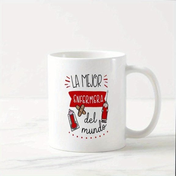 1pc 11oz World s Best Nurse Ceramic Mug Microwave Dishwasher Appreciation with Spanish Inspirational Quote Icons Handmade Durable Coffee Cup Healthcar