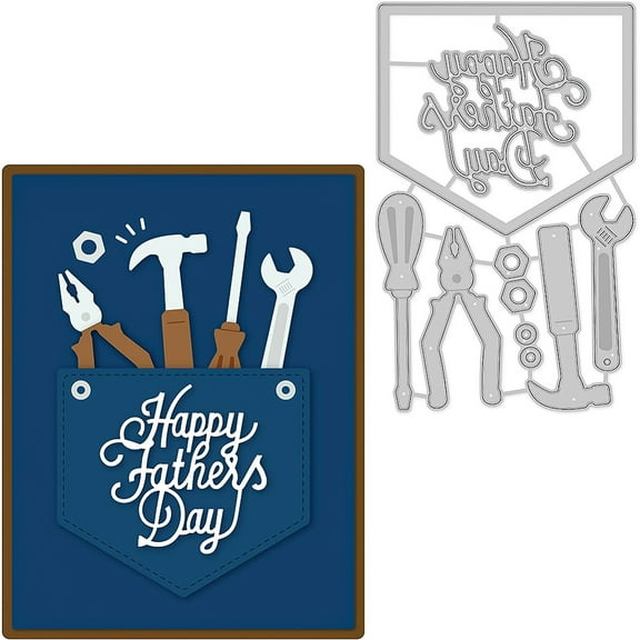 1pc 12.4x7.9cm Father's Day Themed Hardware Tools Pattern Metal Cutting Dies Embossing Stencil Template for DIY Crafts Scrapbook Photo Album Decor Card Making