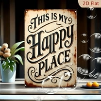 1pc 12*8 inch iron Metal Sign - This is My Happy Place_ Vintage  Sign - Rustic Metal Wall Decor for Home, Garden, Kitchen, Garage, Farmhouse _ Durable Entrance & Porch Art _ Perfect Christmas