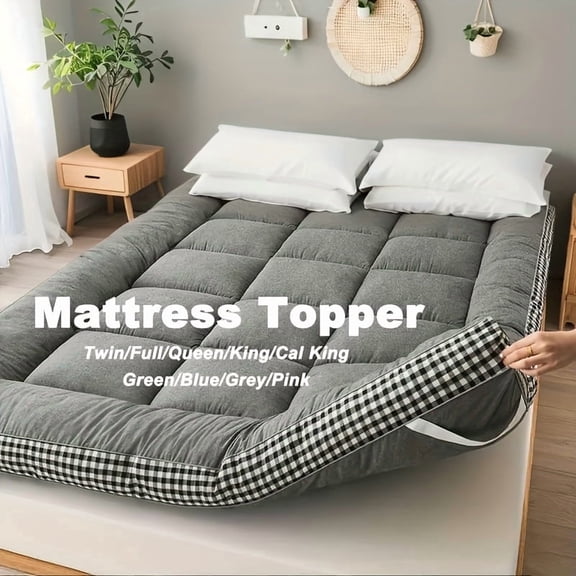 1pc 1200gsm King Sizes Checkered Three-dimensional Side Mat, Rollable Sleeping Mat