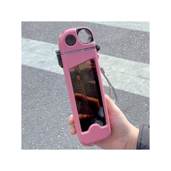 1pc 12oz Square Sports Water Bottle with Straw Plastic Leak Proof Construction, Compact & Sturdy for Summer Outdoor Activities, Travel, & Sports Pink