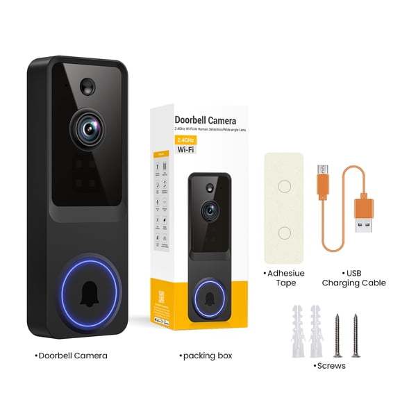 1pc 1440p Two-Way Audio, and Ultra-Clear Wide-Angle Night Vision Video Door Bell Camera, AI motion Detection(No Receiver)