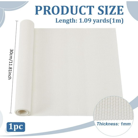 1pc 14CT Plastic Cross Stitch Fabric 39.3x11.8 Inch White Cross Stitch Vinyl Aida Cloth for Craft Embroidery Handmade Needlework Handicrafts 1mm Thick