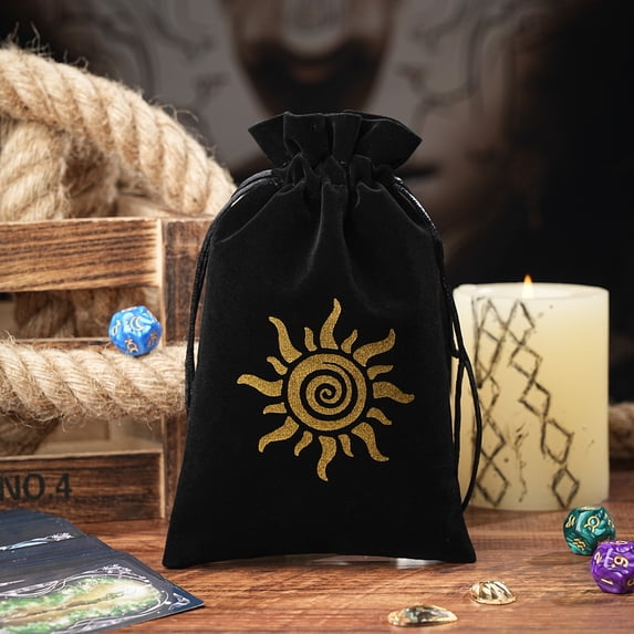 1pc 14x22cm Black Velvet Moon Phase Tarots Cards Storage Bag Jewelry Pouch Travel Cosmetic Gift Bag Hand bag Coin Dice bag G Large 14x22cm